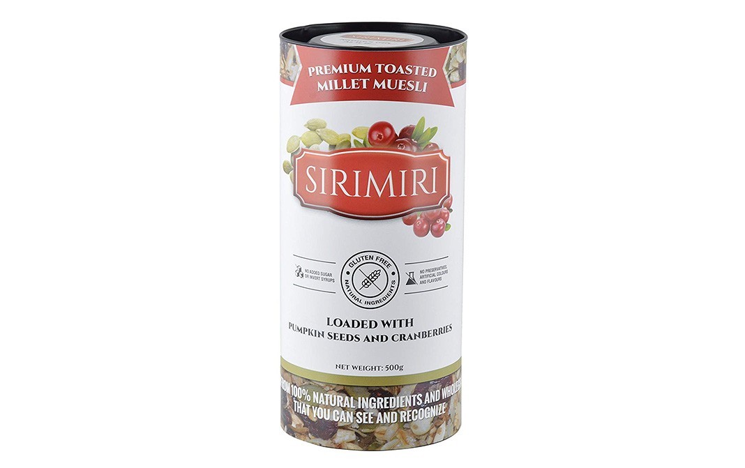 Sirimiri Premium Toasted Millet Muesli, Loaded With Pumpkin Seeds And Cranberries   Box  500 grams